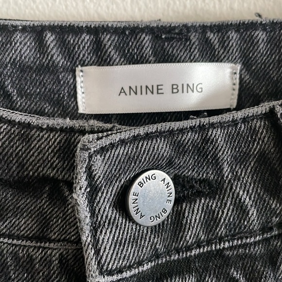 Anine Bing Straight Leg High Waist Jeans Women’s Size 26 Button Fly Black - Picture 9 of 10
